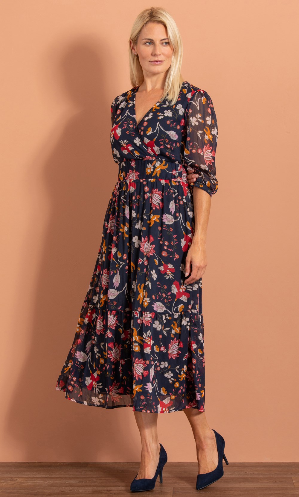 Floral Print Chiffon Midaxi Dress