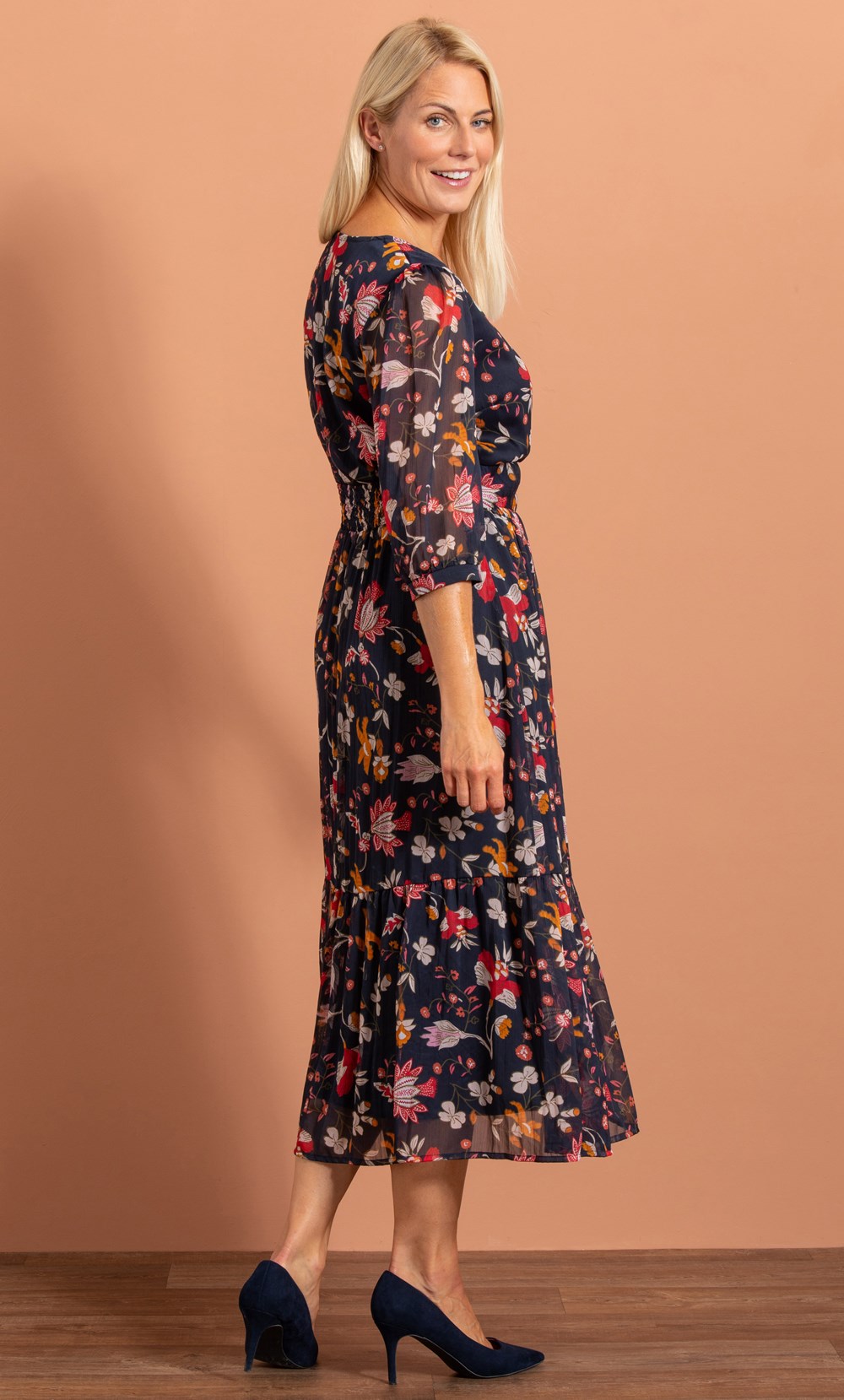 Floral Print Chiffon Midaxi Dress