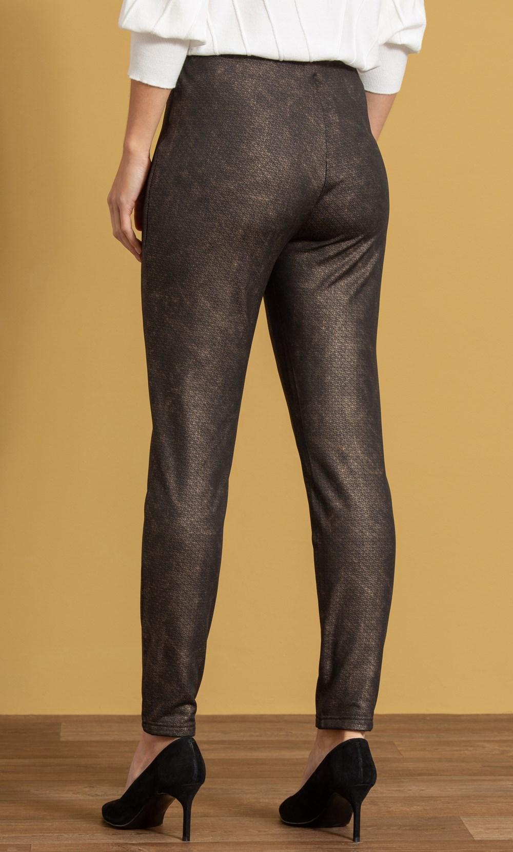 Tile Print Fleece Lined Slim Leg Trousers