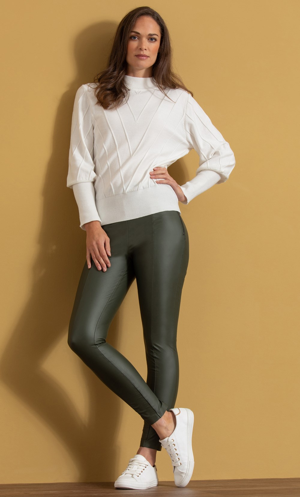 Faux Leather Jeggings in Green