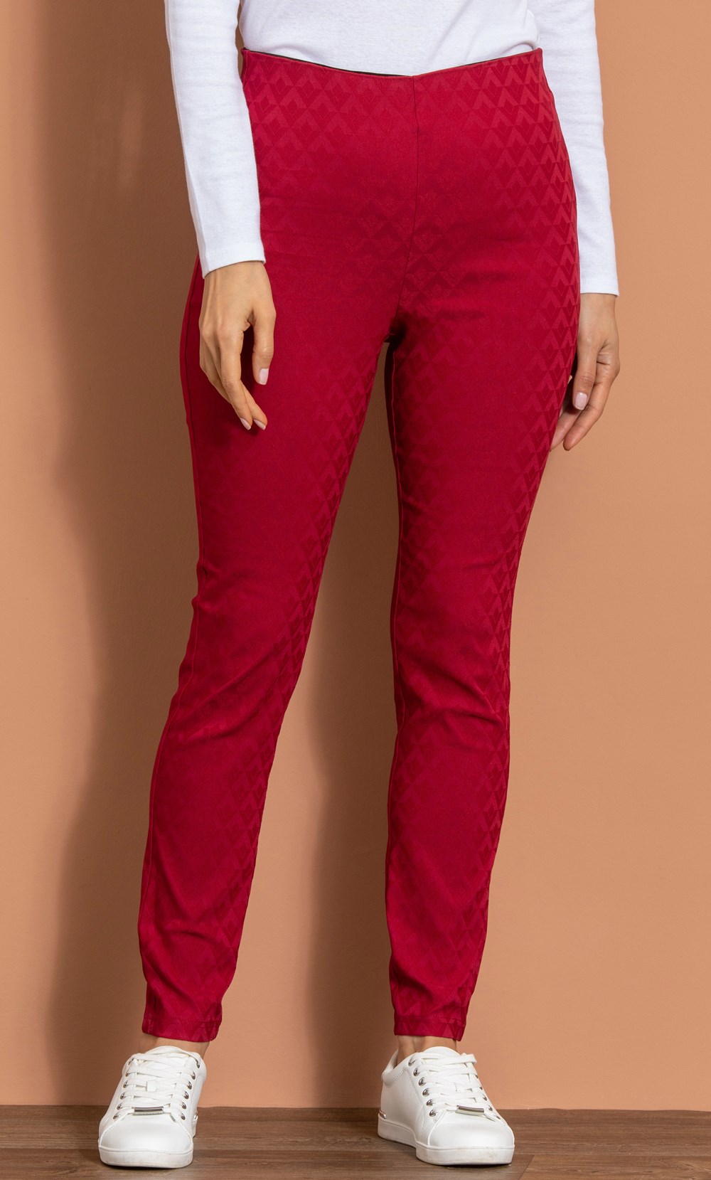 Slim Leg Stretch Jacquard Trousers