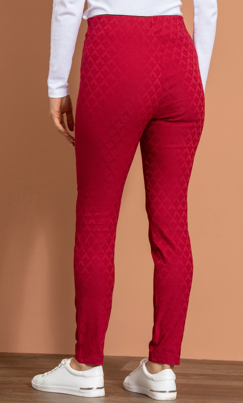 Slim Leg Stretch Jacquard Trousers