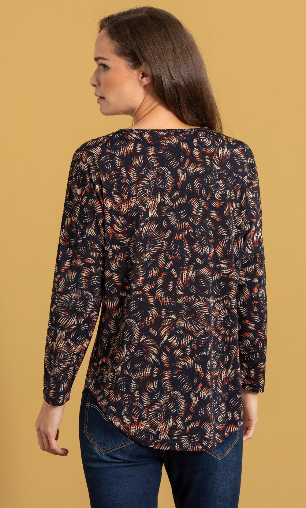 Printed Zip Detail Top