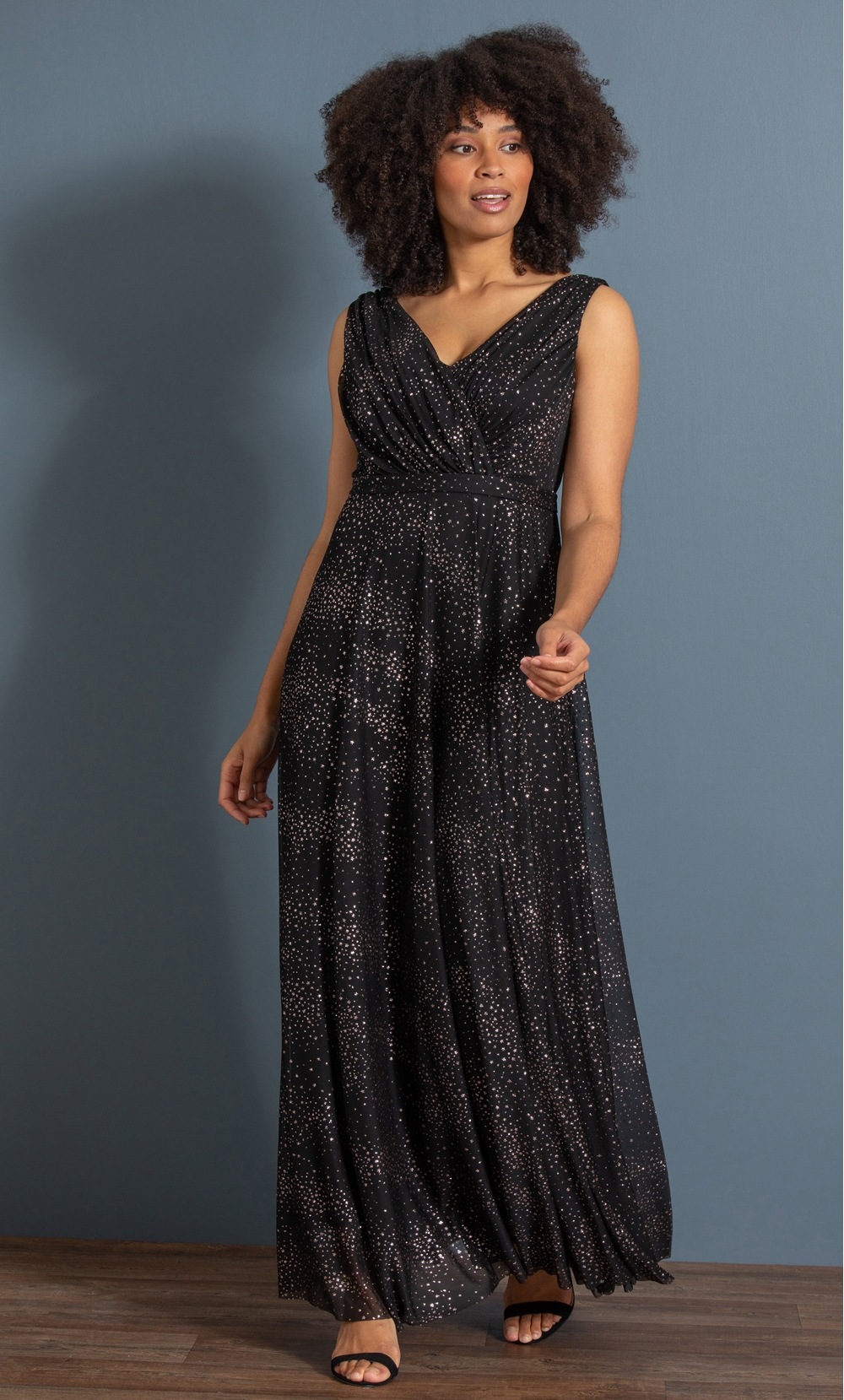 Glitter Star Mesh Maxi Dress