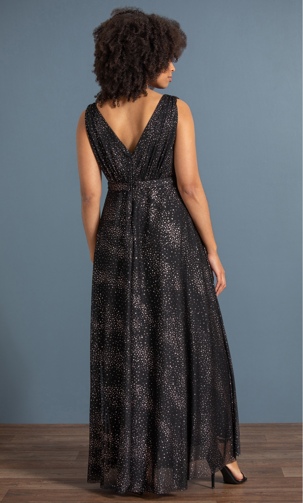 Glitter Star Mesh Maxi Dress