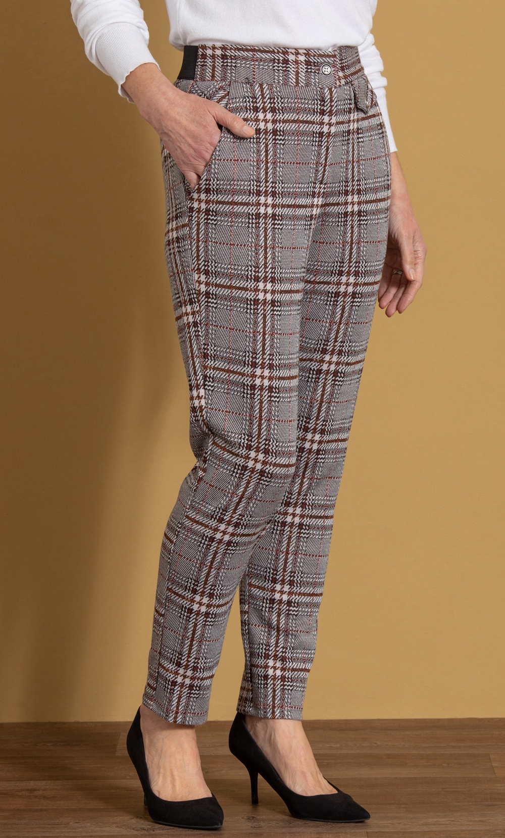 Anna Rose Shimmer Check Slim Leg Trousers