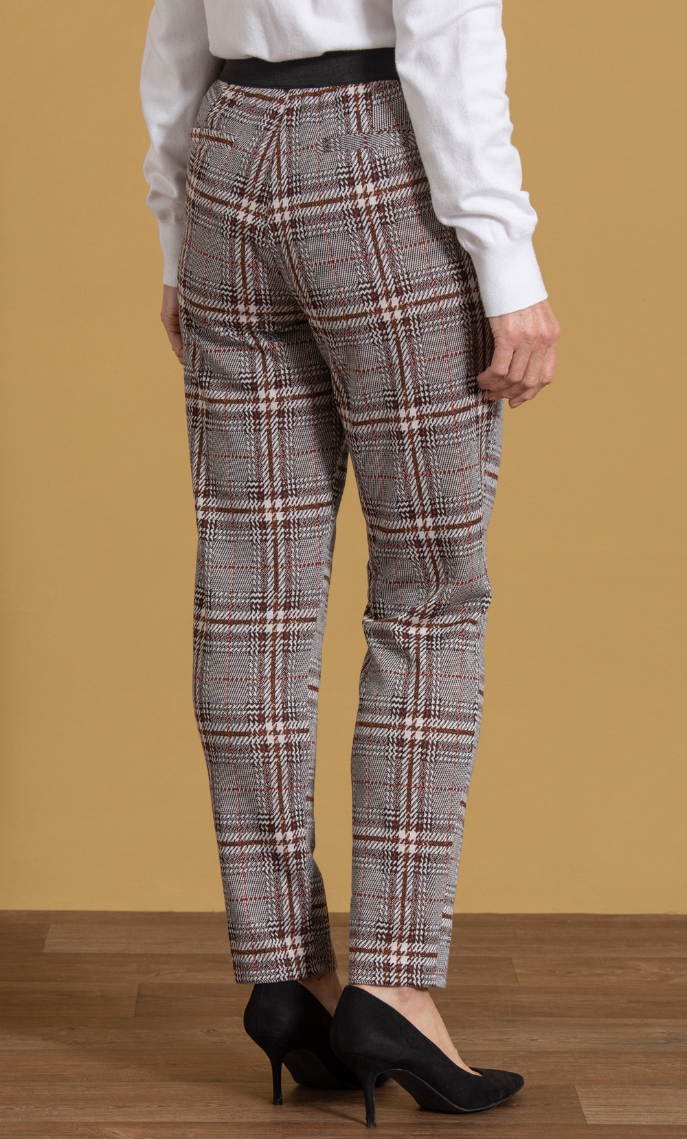 Anna Rose Shimmer Check Slim Leg Trousers