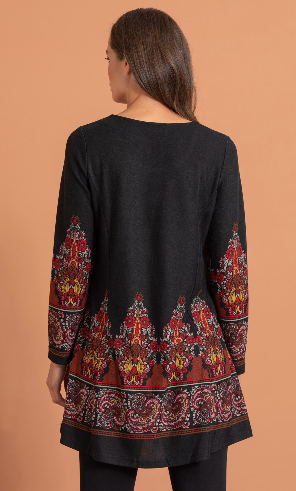 Paisley Border Print Knit Tunic