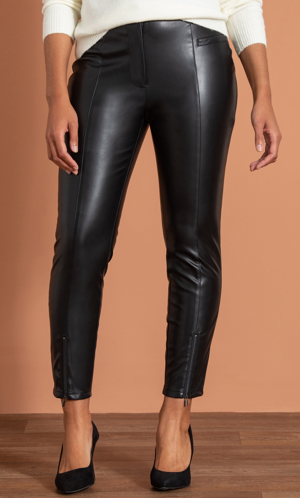 Faux top leather trouser