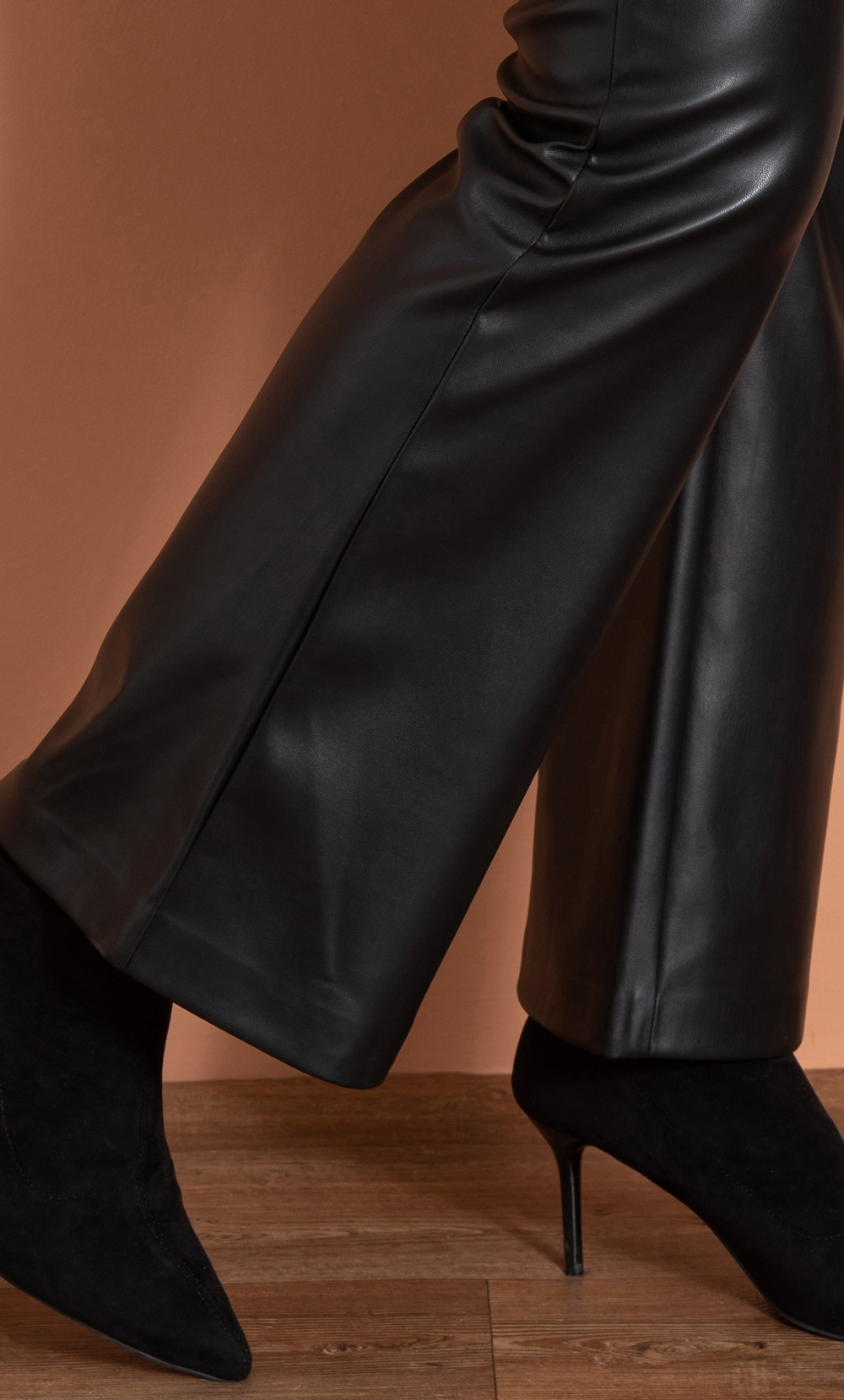 Faux Leather Bootleg Trousers