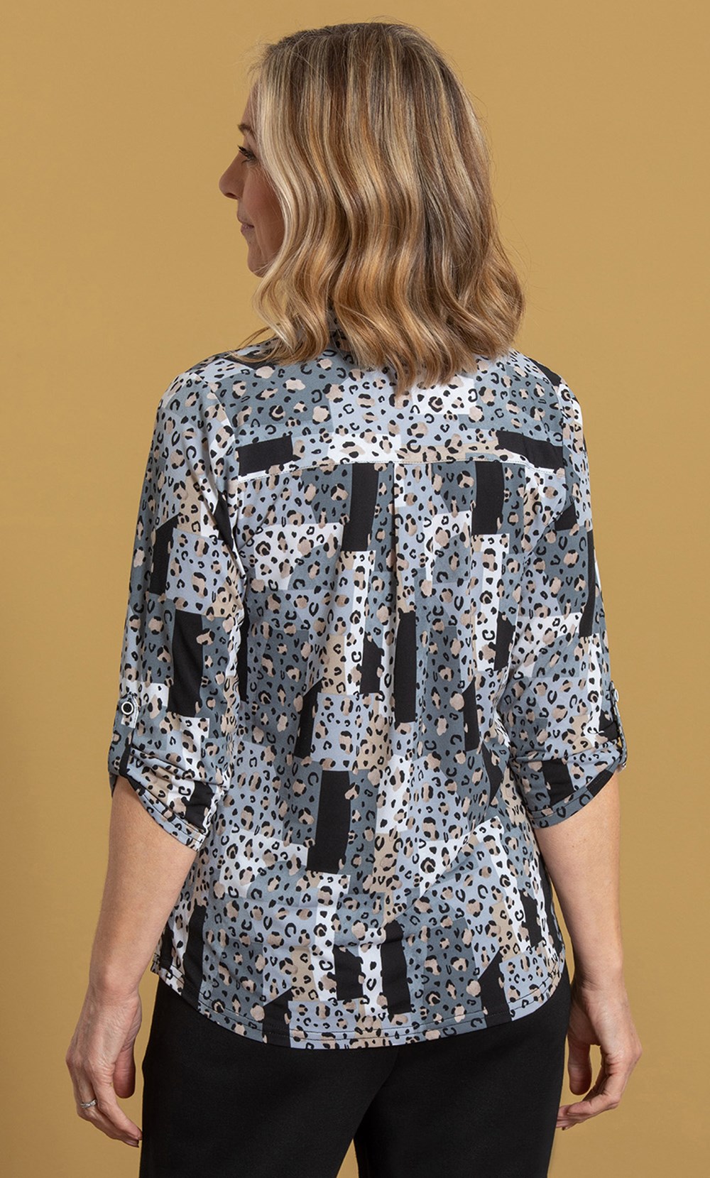 Anna Rose Animal Print Blouse With Necklace