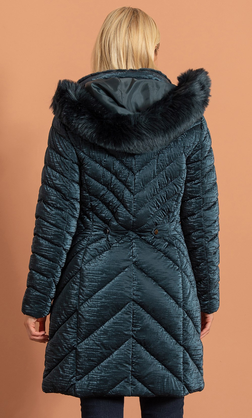 Faux Fur Trim Padded Coat