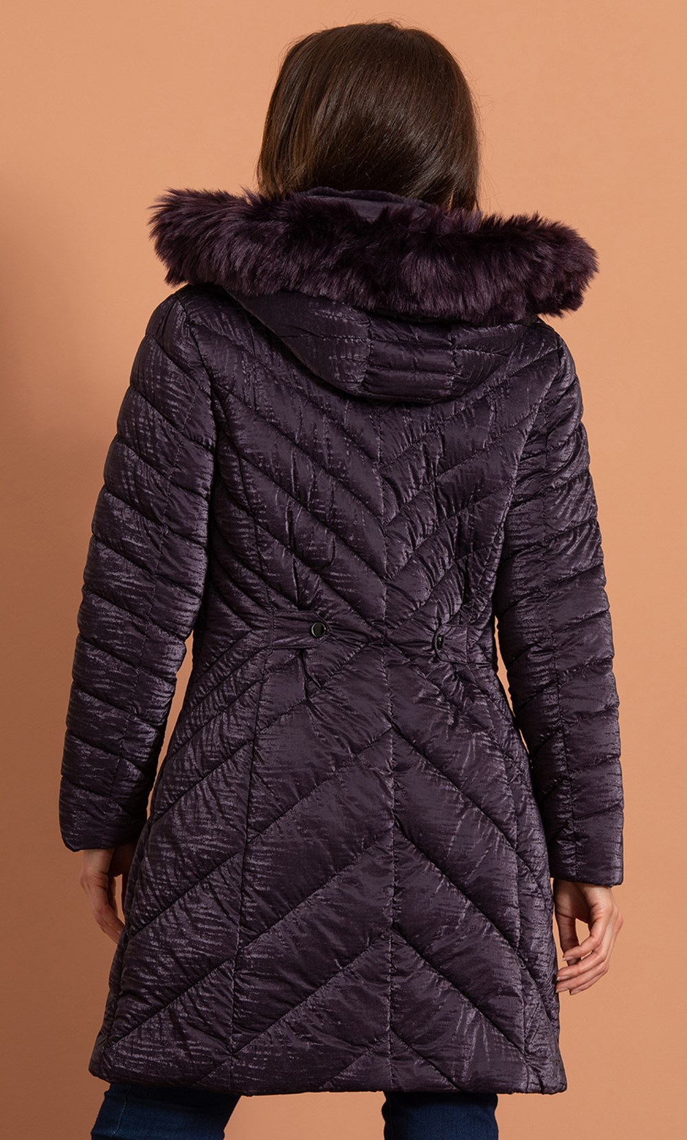 Faux Fur Trim Padded Coat