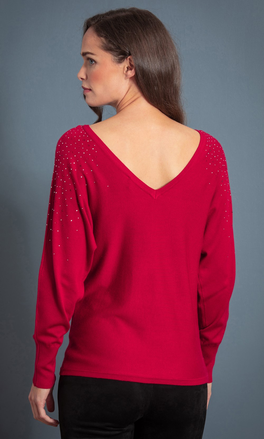 Embellished Batwing Knitted Top