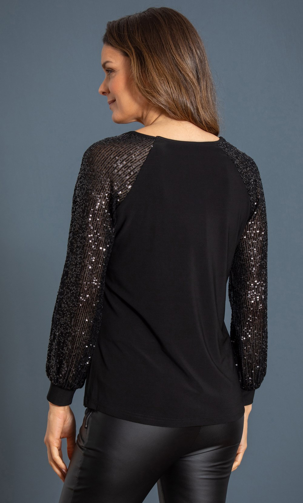 Sequin Long Sleeve Stretch Top