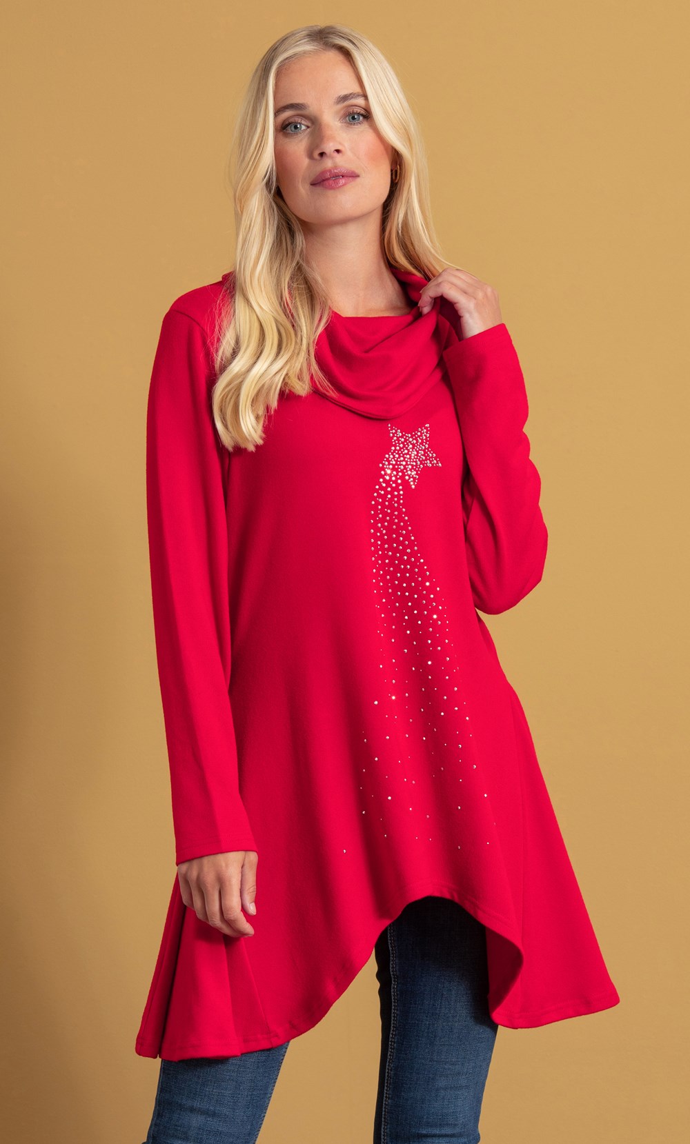 Shooting Star Dip Hem Knitted Tunic Top