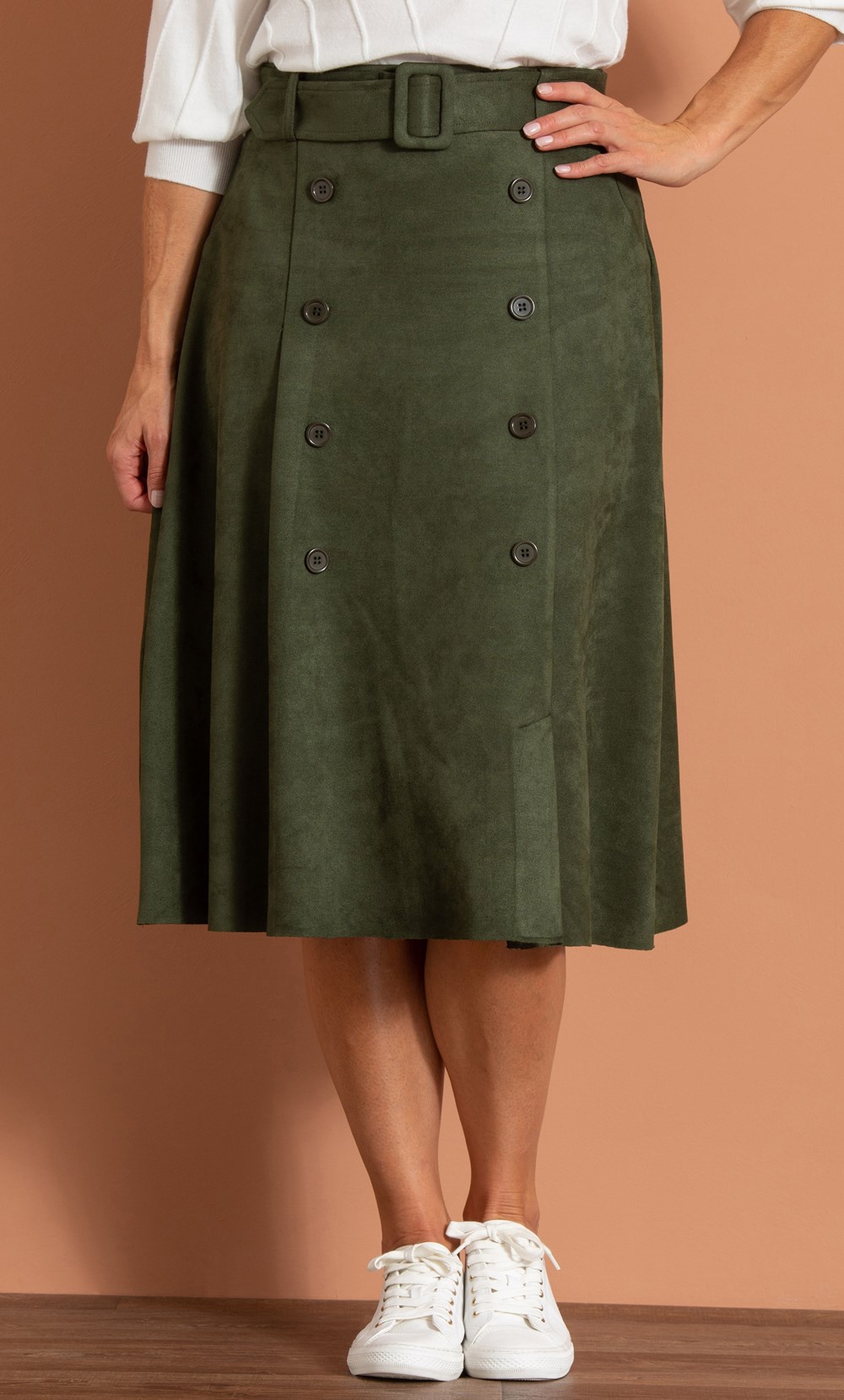 Belted Suedette Skirt