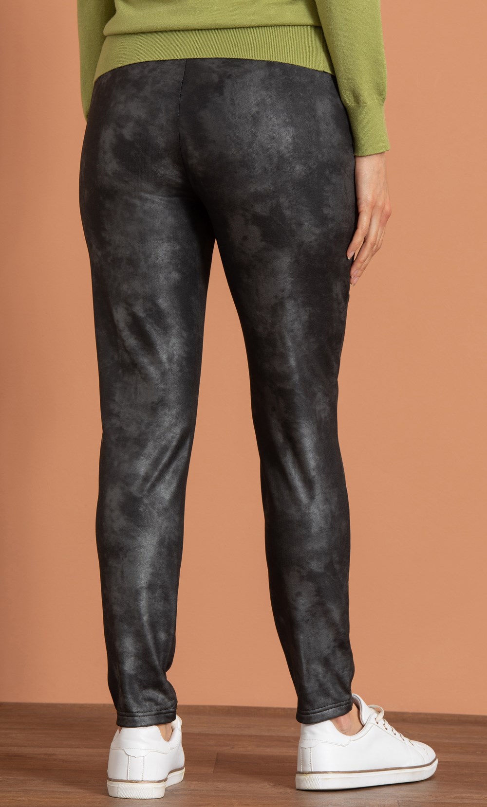 Mottled Pull On Slim Leg Trousers