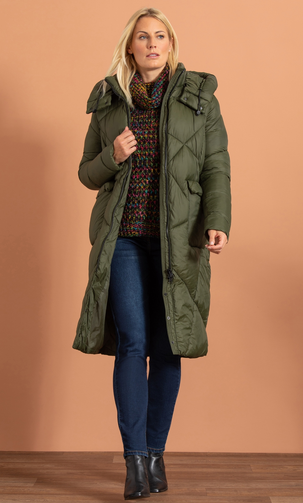 Patch Pocket Long Padded Coat