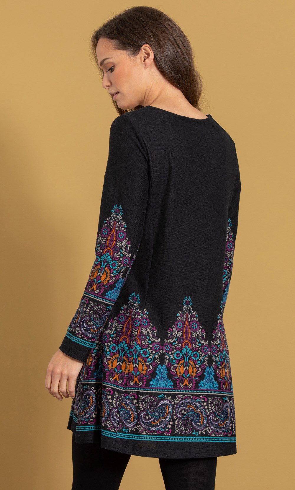 Paisley Border Print Knit Tunic