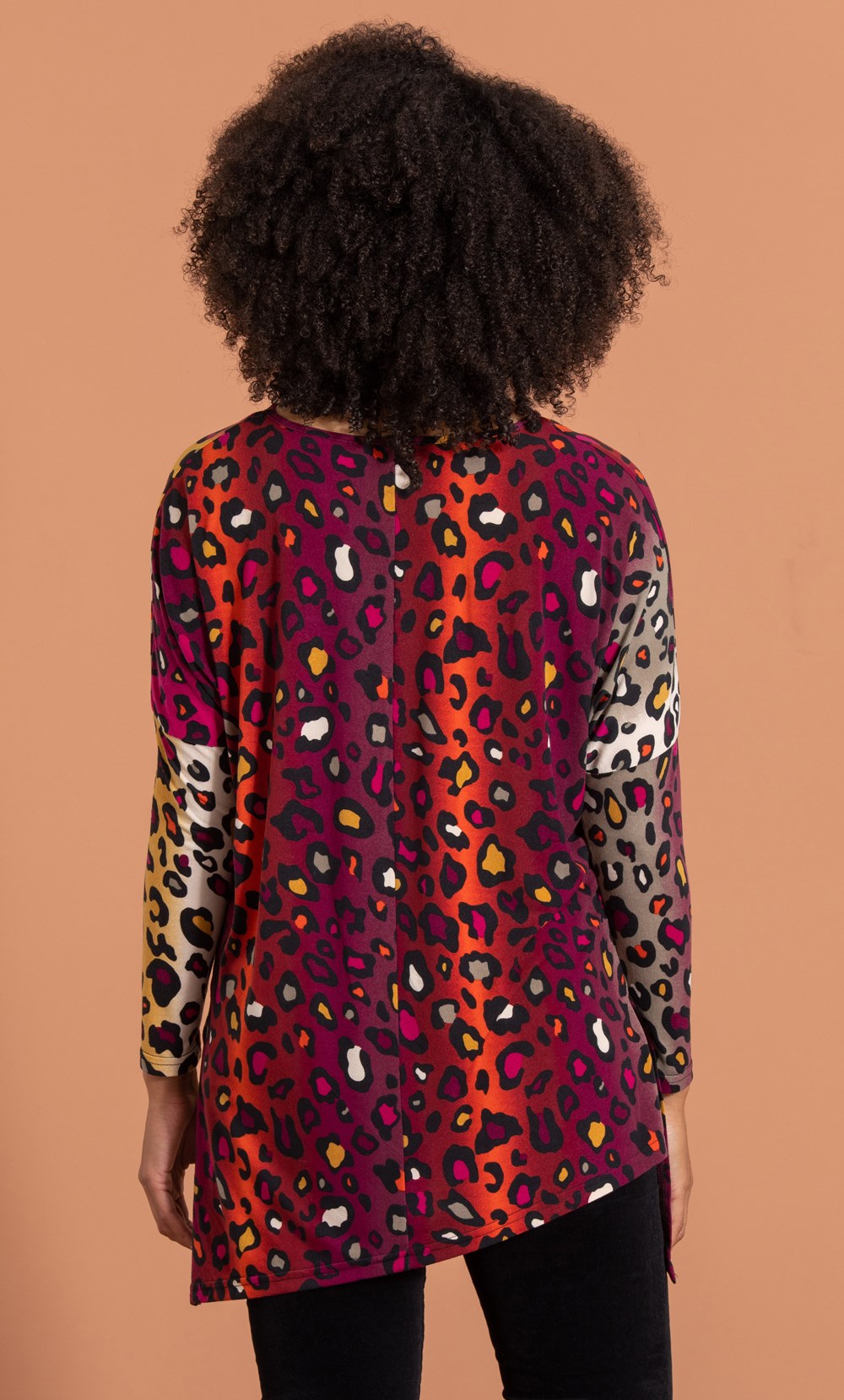 Animal Print Asymmetric Hem Tunic Top