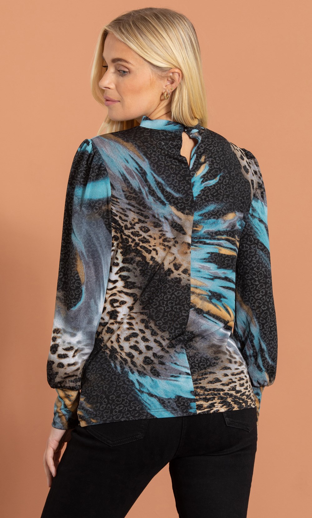 Animal Print High Neck Top