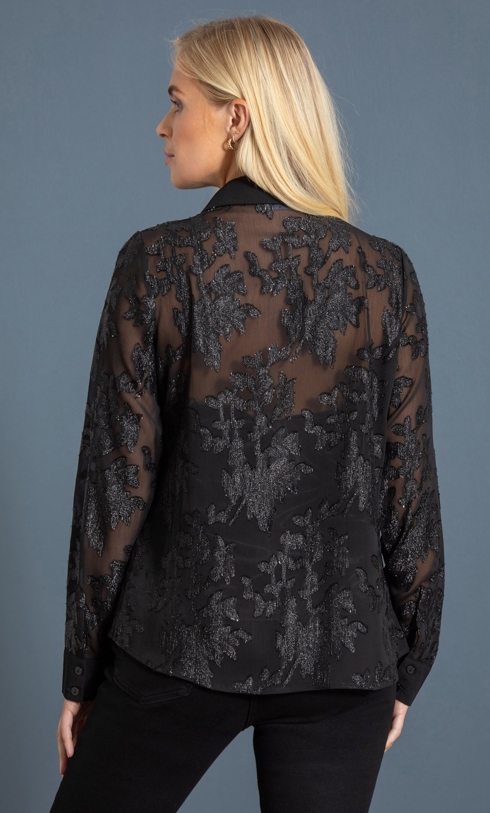 Floral Shimmer Chiffon Blouse With Cami