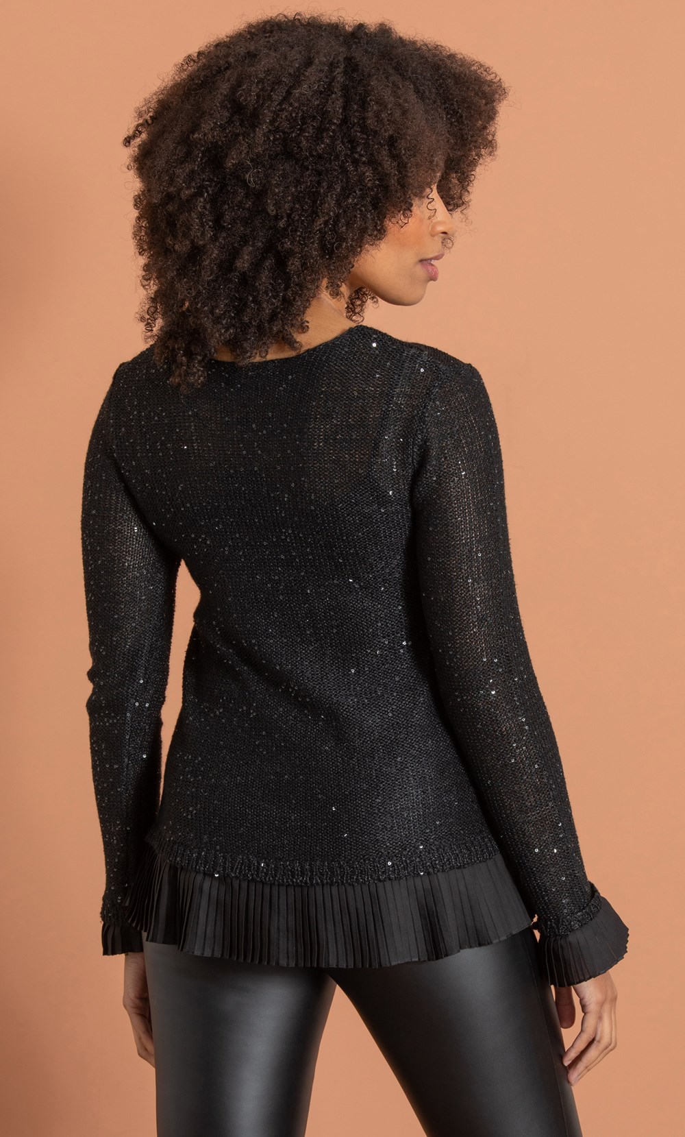 Sequin Knit Frill Hem Top