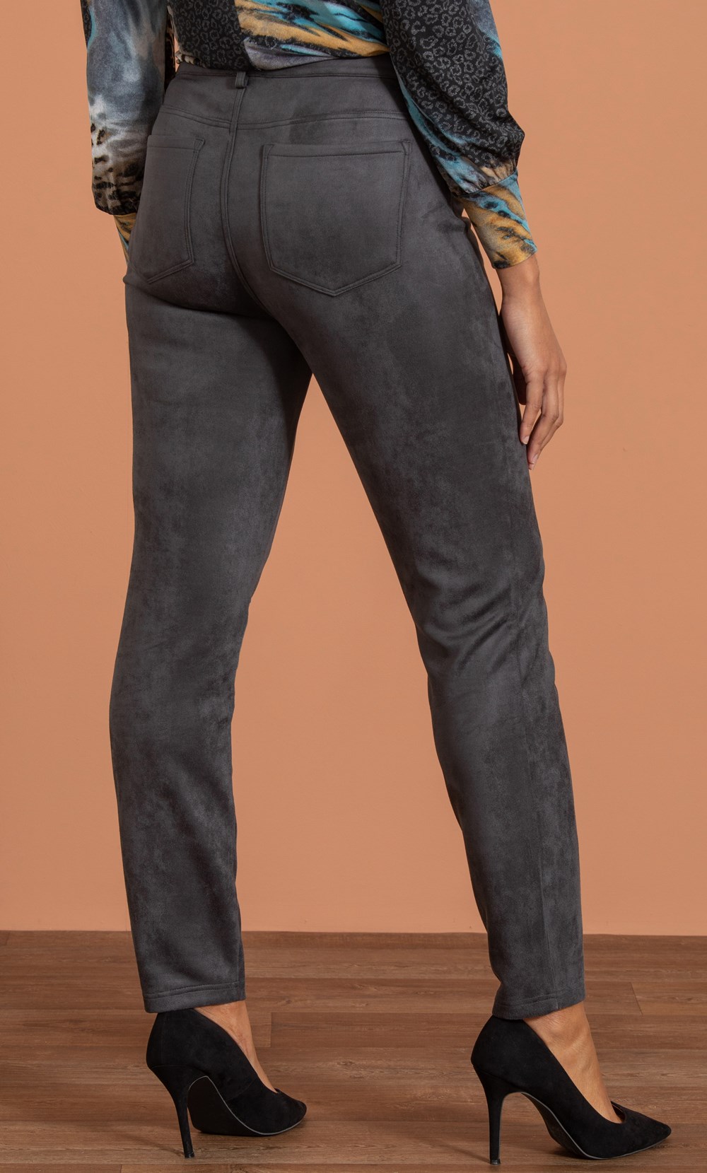 Slim Leg Suedette Trousers