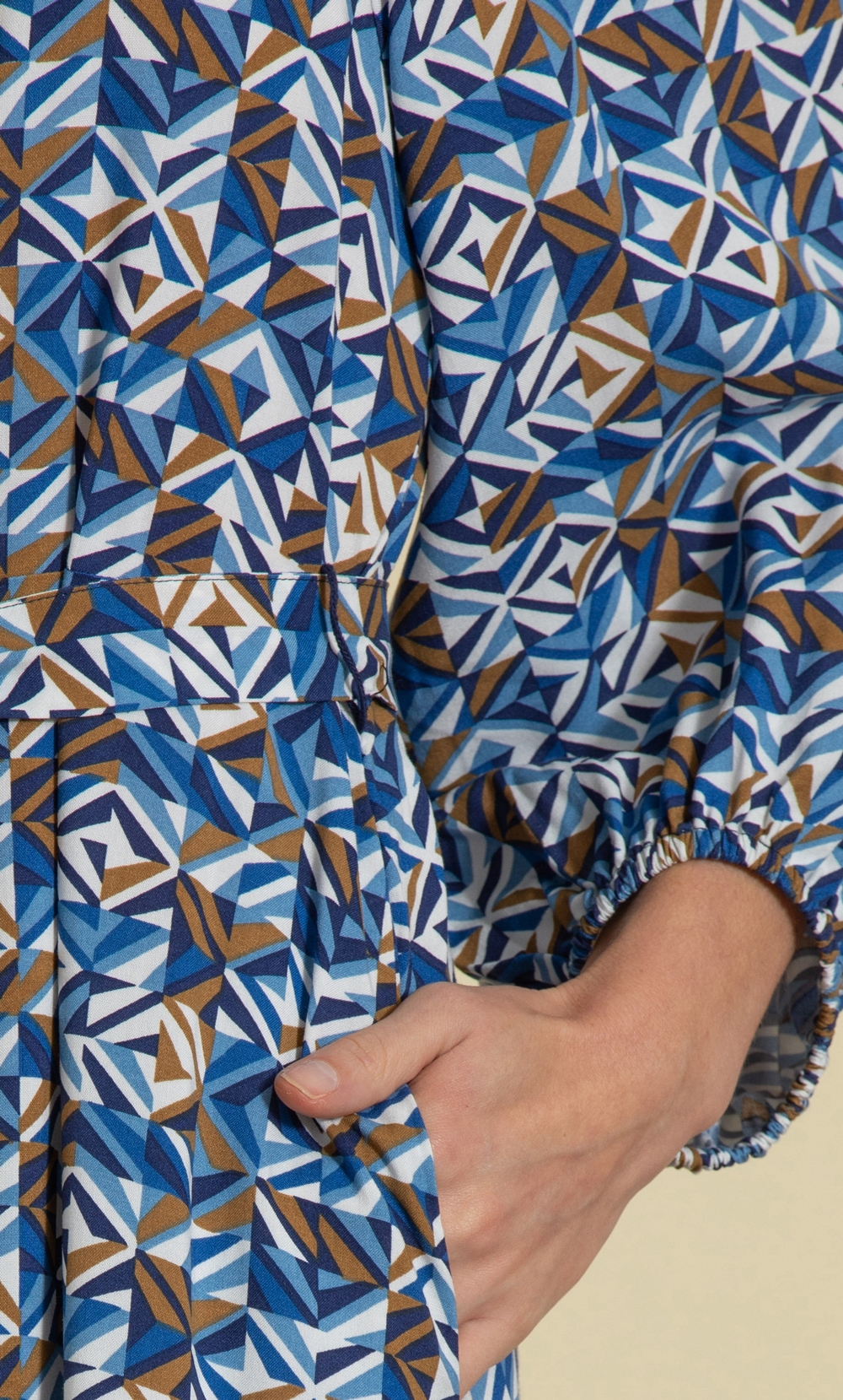 Geometric Printed Midaxi Shirt Dress