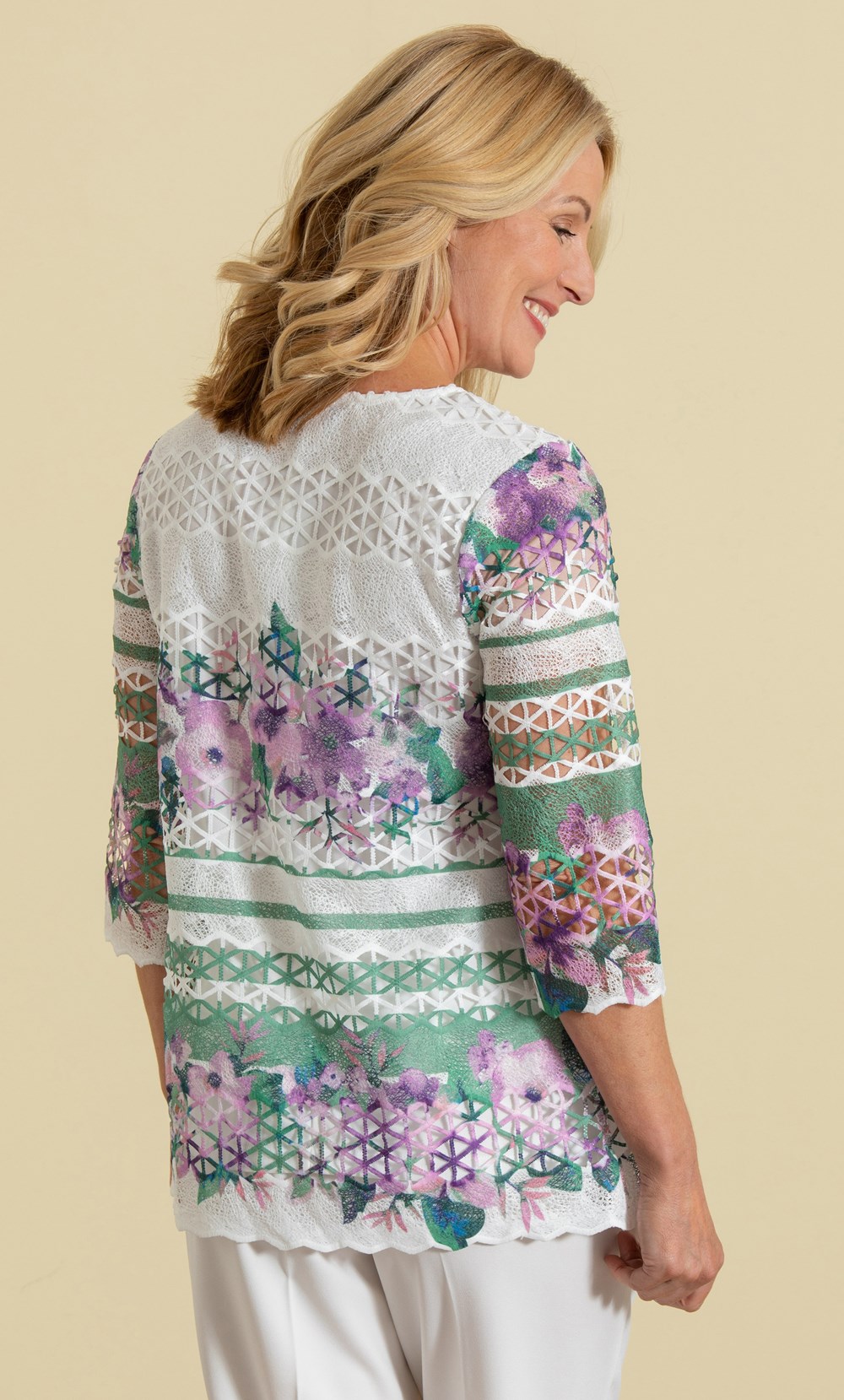 Anna Rose Floral Printed Lace Top