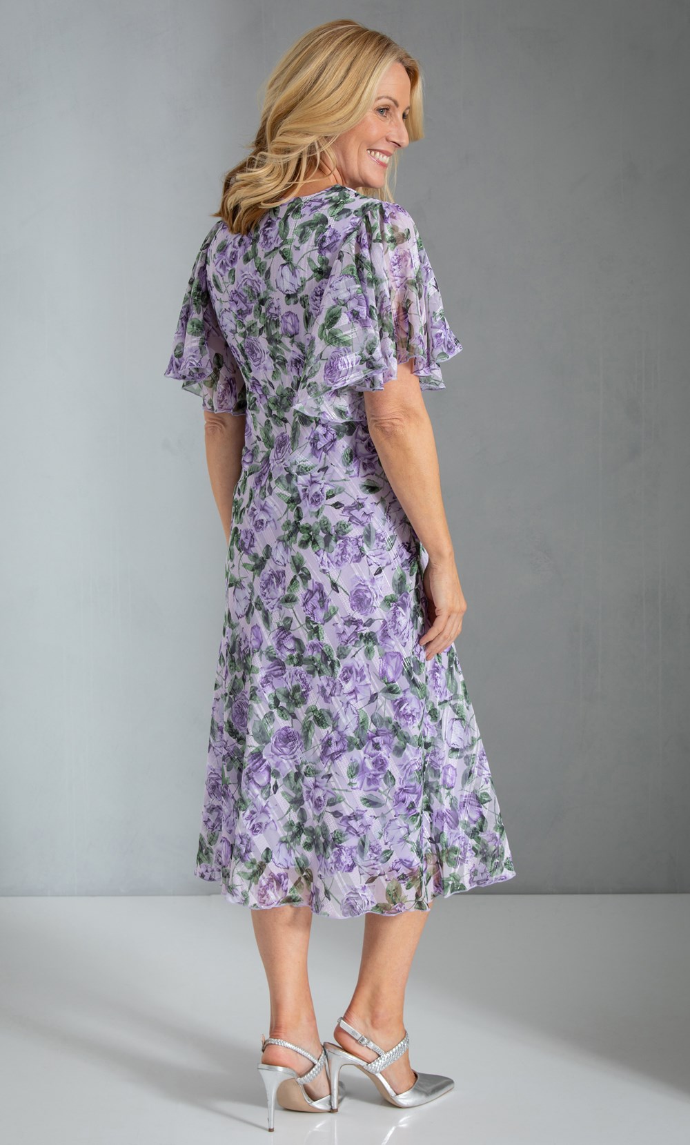 Anna Rose Floral Shimmer Georgette Midi Dress