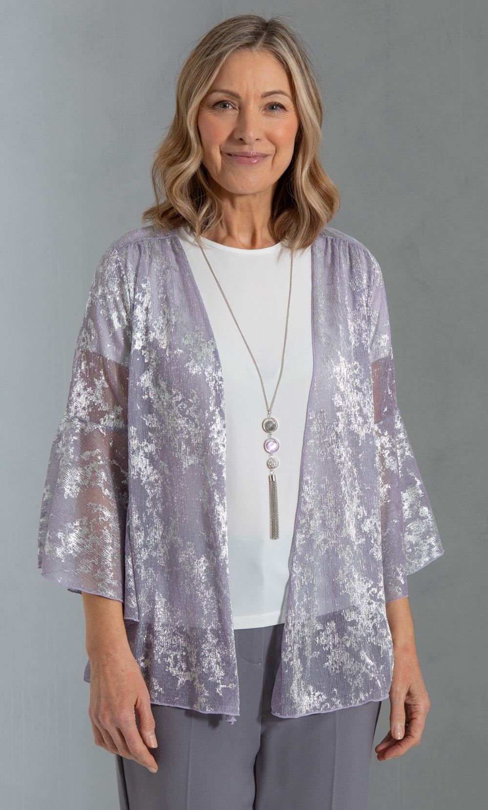Brands - Anna Rose Anna Rose Top And Cover Up With Necklace Lavender/Silver Women’s