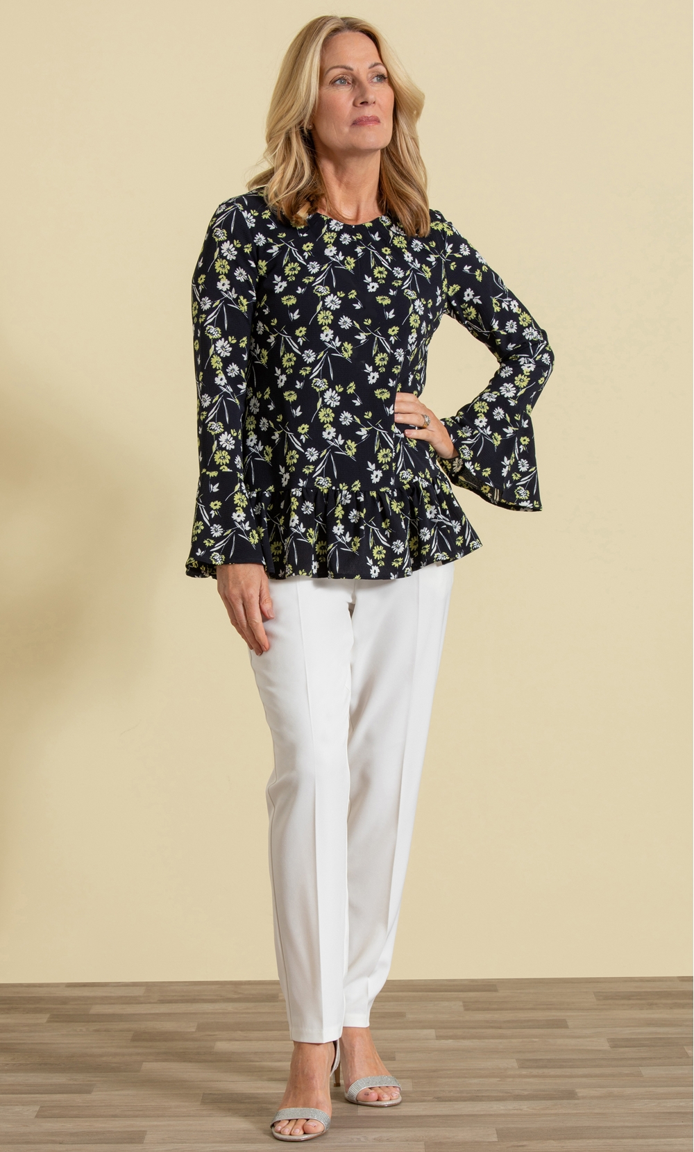 Brands - Anna Rose Anna Rose Floral Print Top Midnight/Lime Women’s