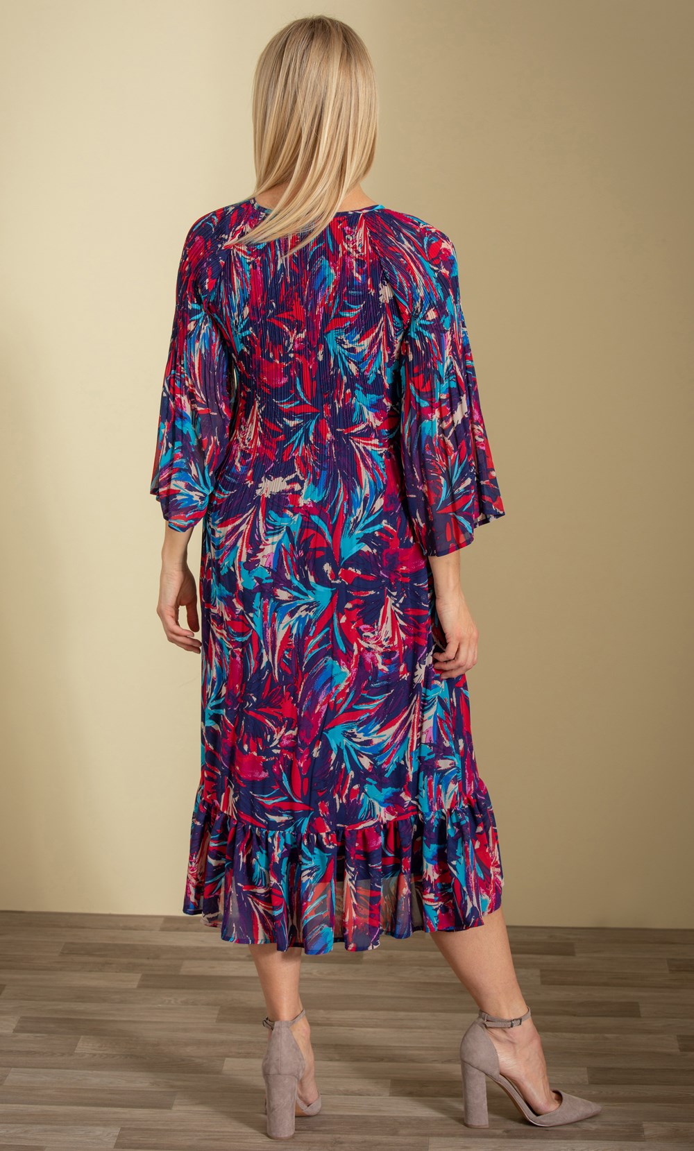 Floral Print Pleated Midaxi Dress