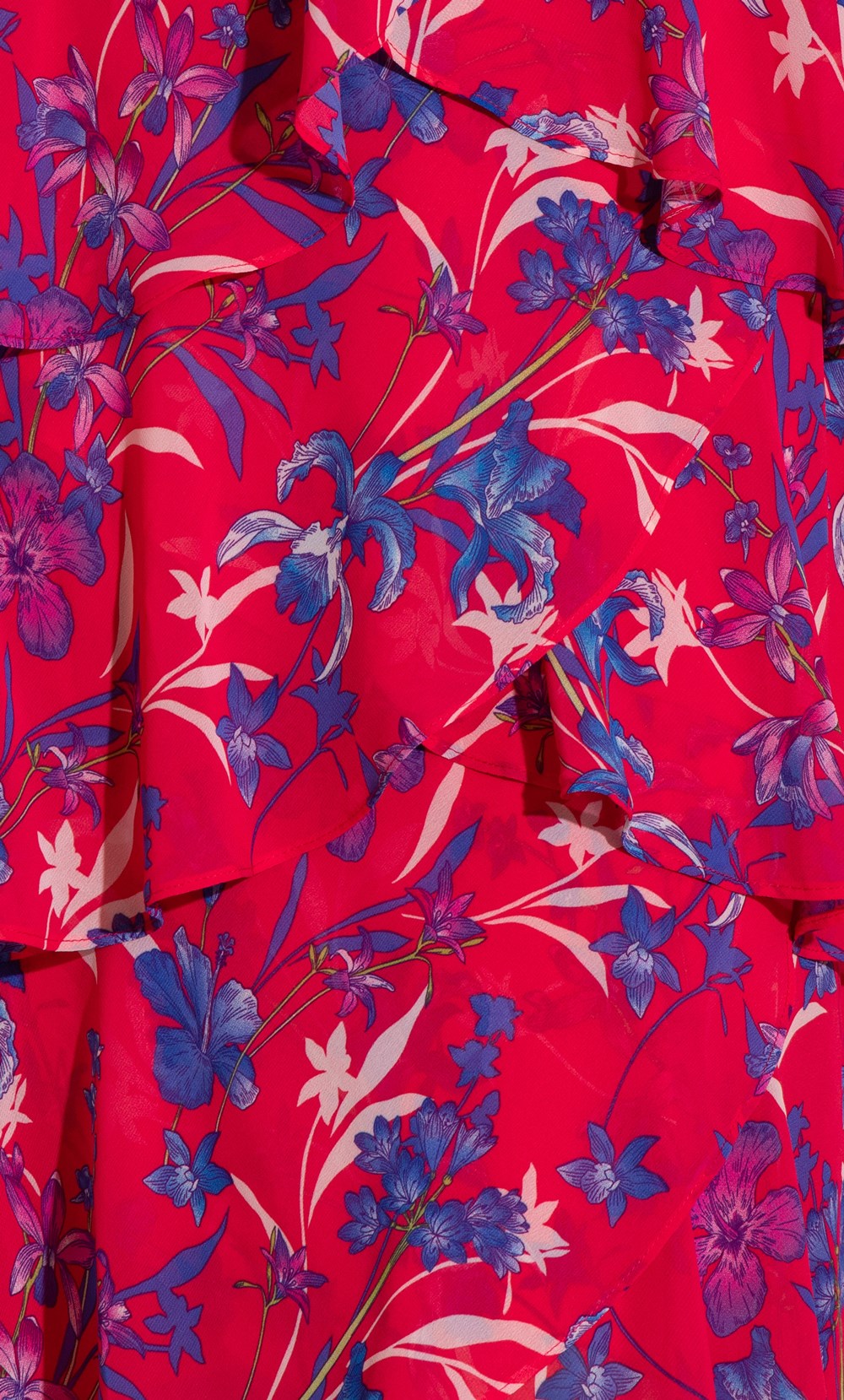 Botanical Printed Layered Chiffon Dress