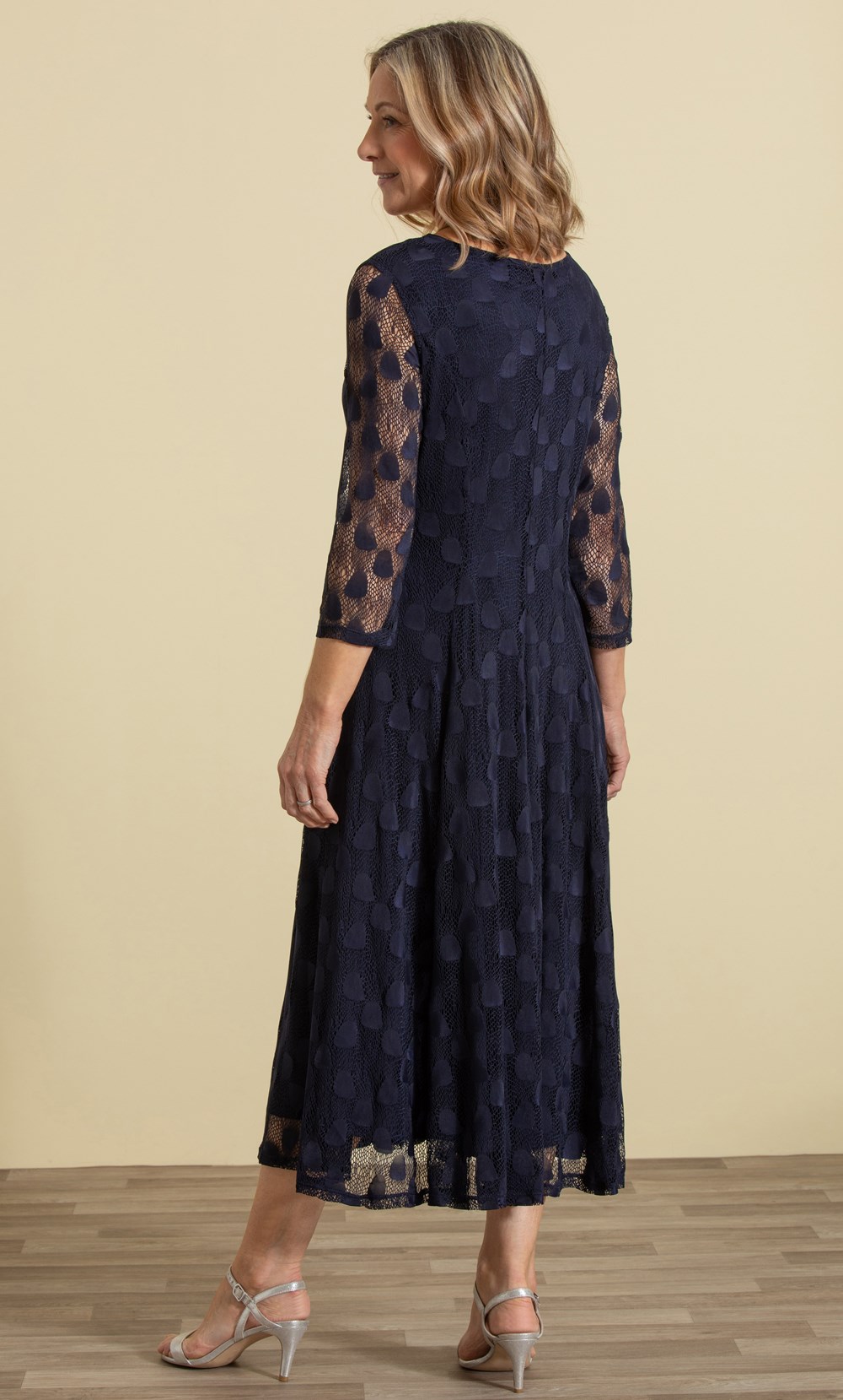 Anna Rose Panelled Lace Midi Dress in Blue | Klass
