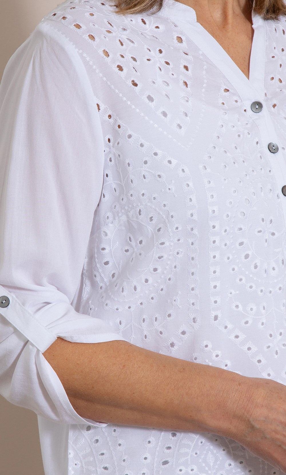 Anna Rose Embroidered Eyelet Top