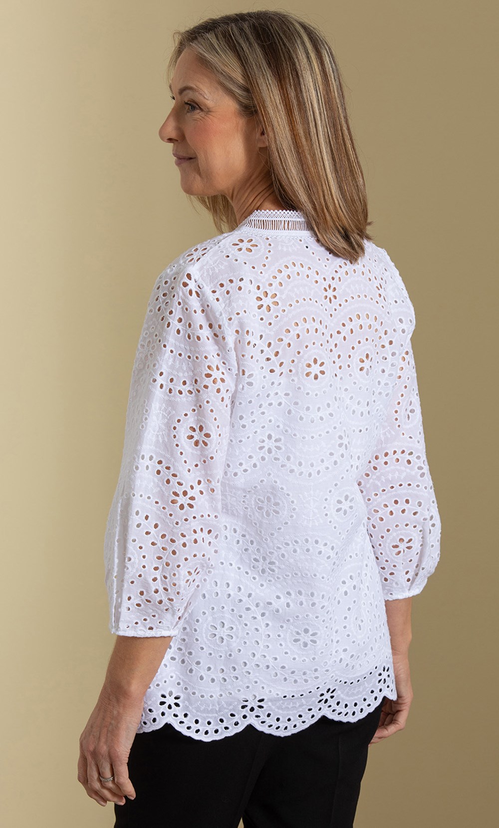 Anna Rose Embroidered Eyelet Cotton Blouse
