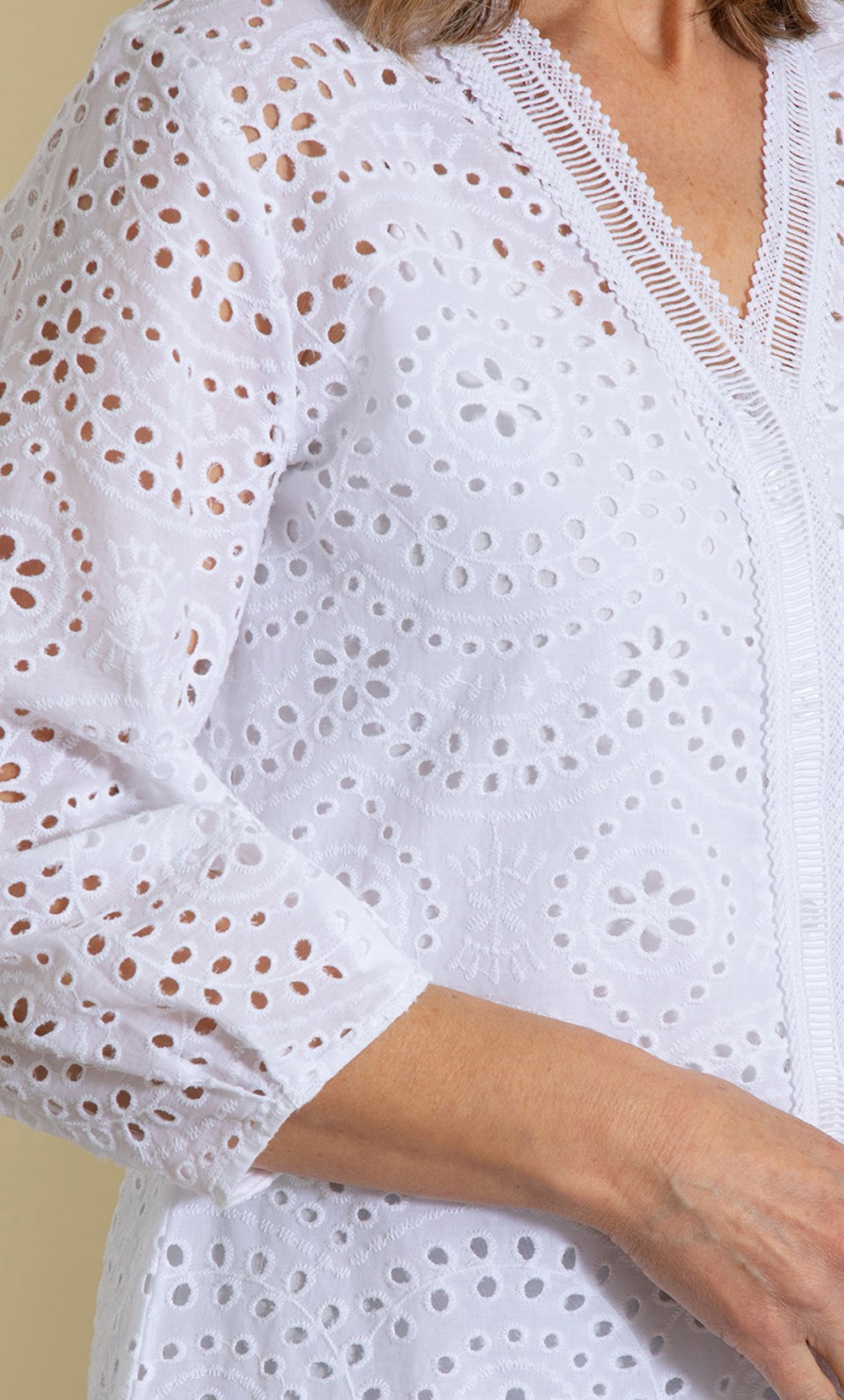 Anna Rose Embroidered Eyelet Cotton Blouse