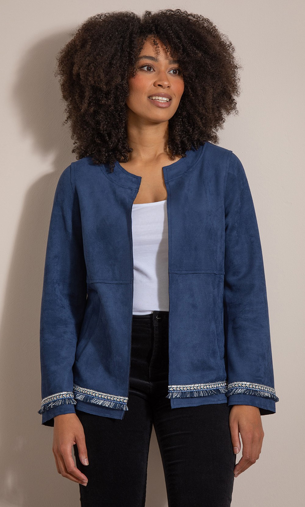 Brands - Klass Embellished Suedette Jacket Blue Women’s
