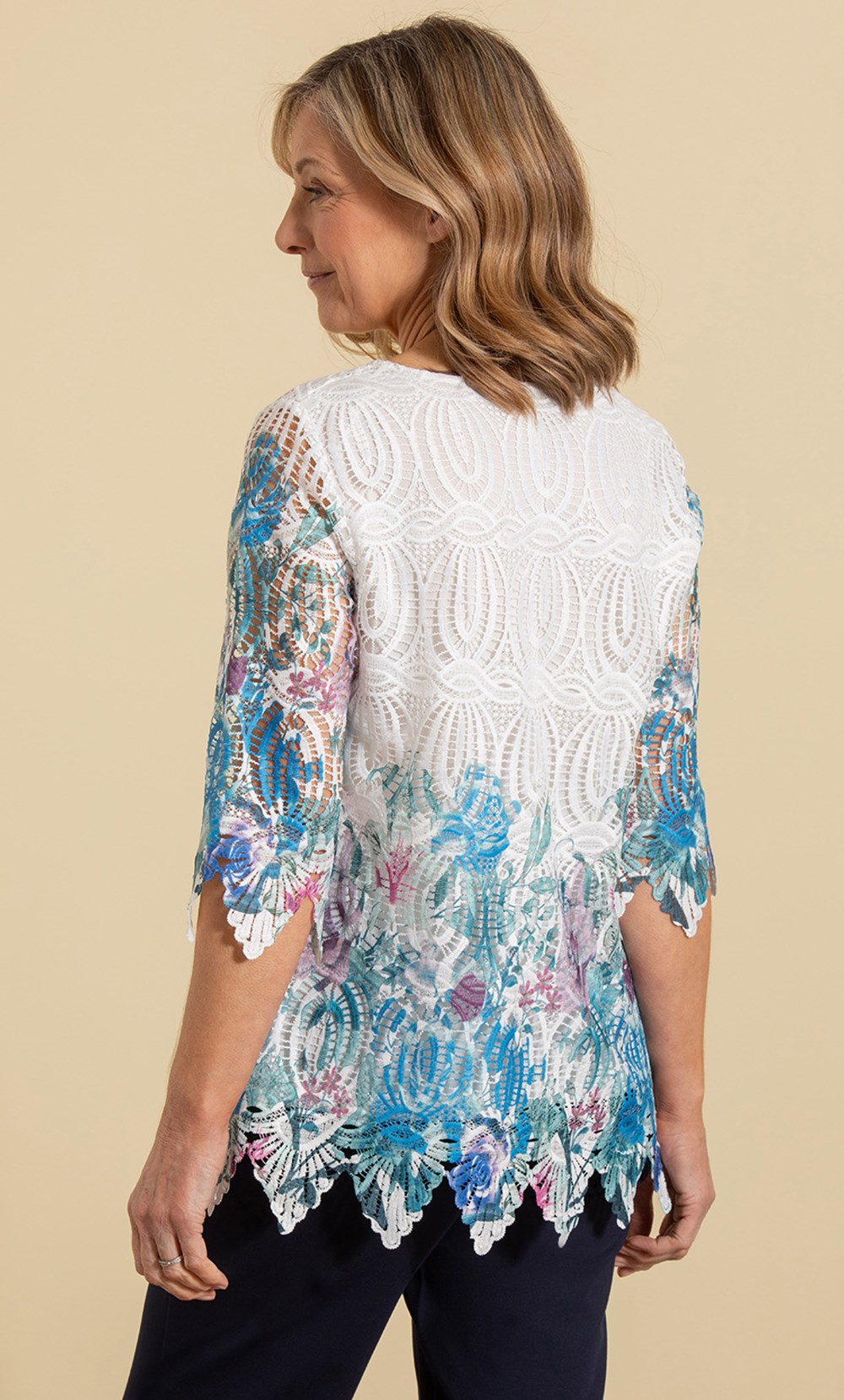 Anna Rose Printed Lace Top