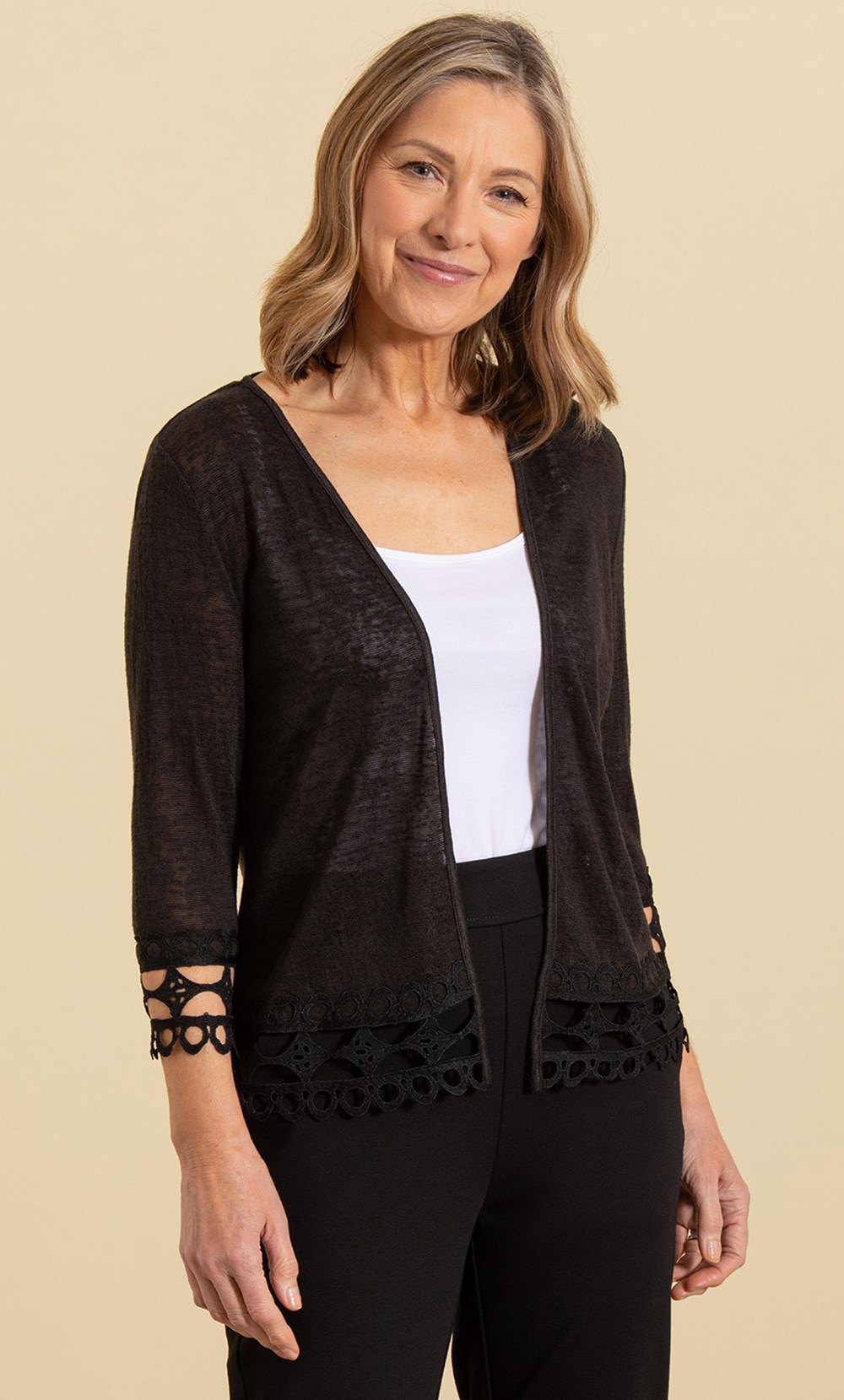Brands - Anna Rose Anna Rose Knitted Lace Trim Cover Up Black Women’s