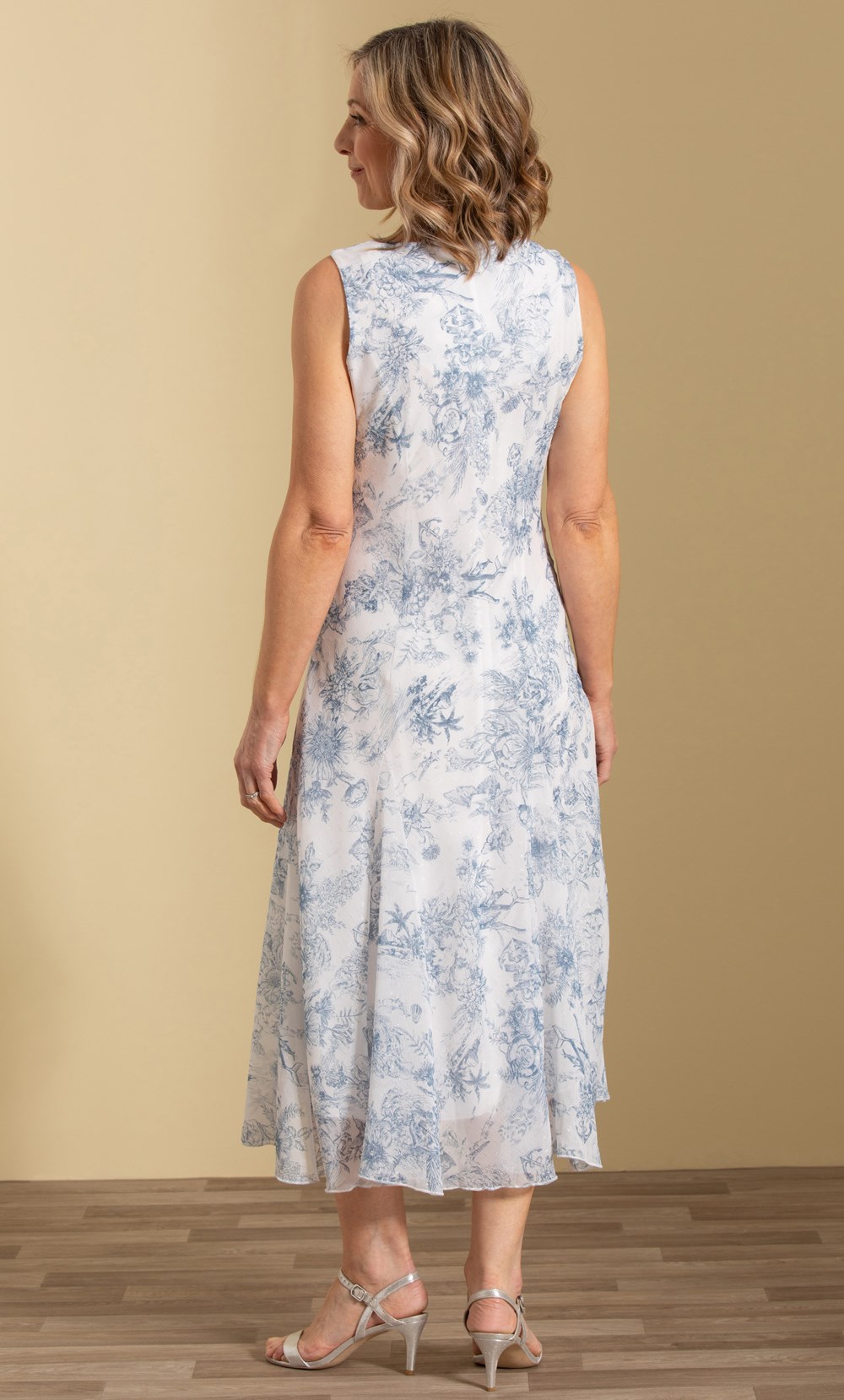 Anna Rose Printed Bias Cut Chiffon Midi Dress in Multi | Klass