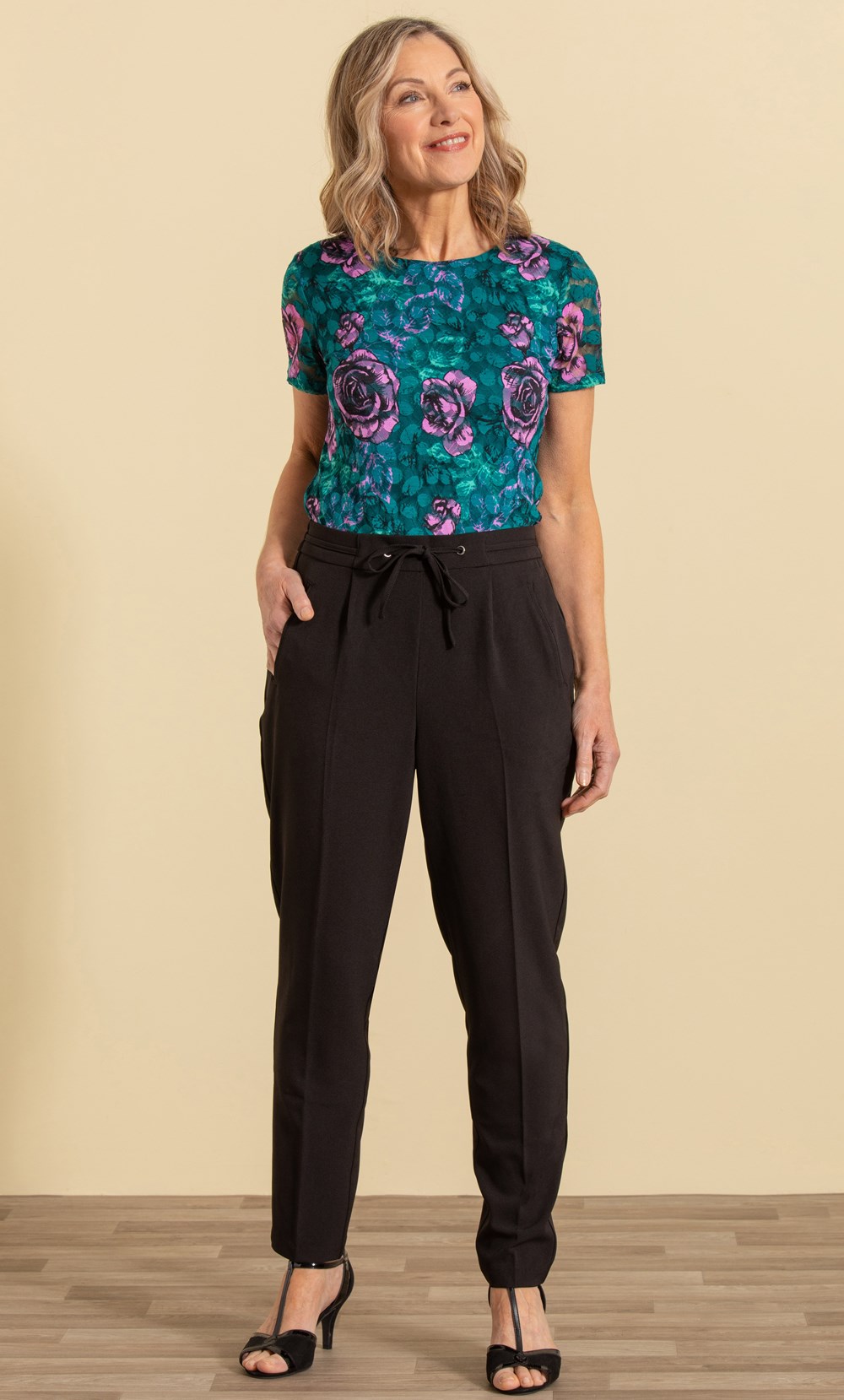 Anna Rose Tapered Pull On Trousers Black Women’s