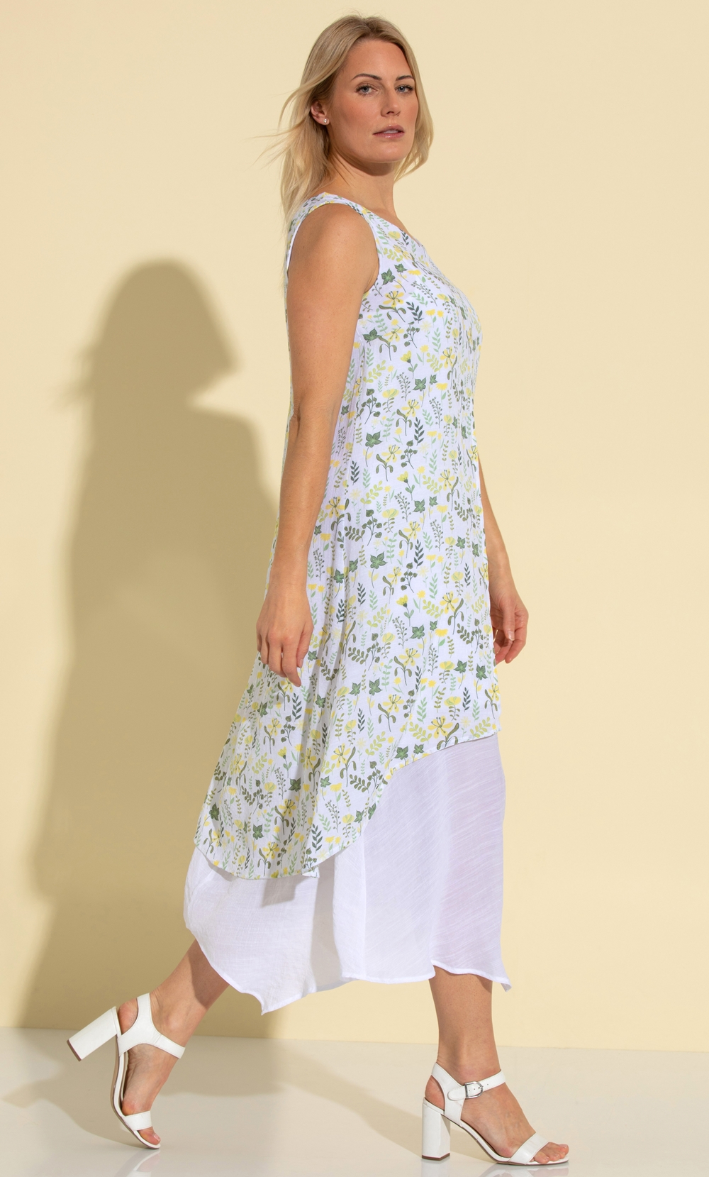Klass Garden Print Layered Maxi Dress White/Green Women’s