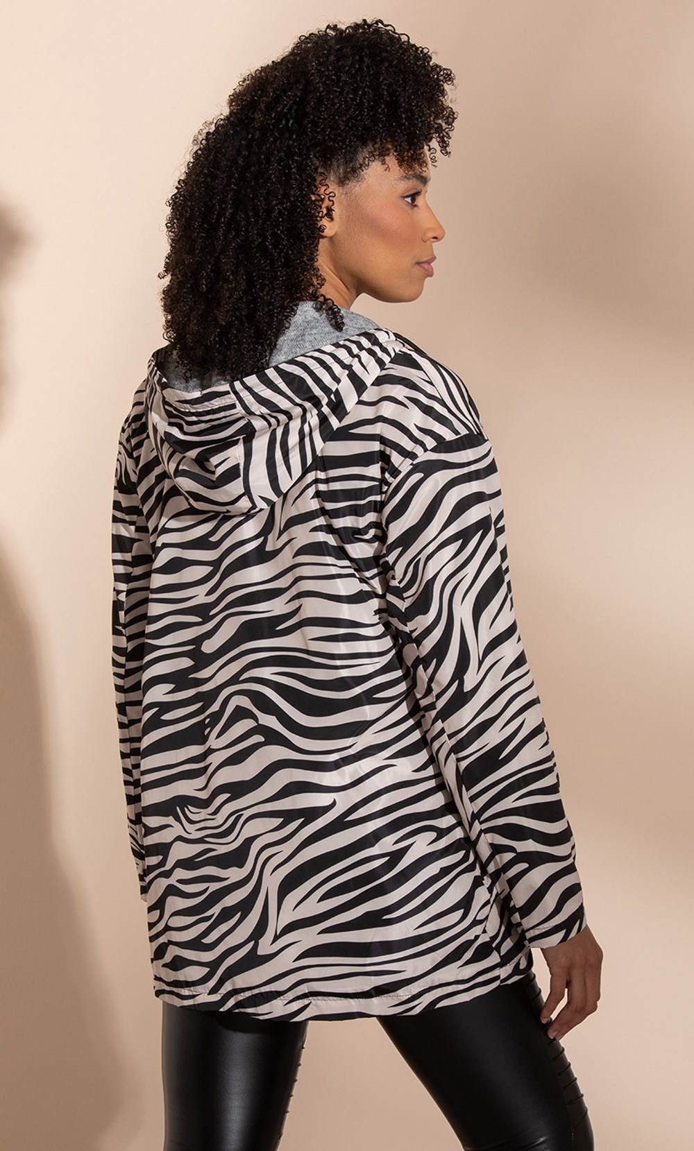 Zebra Print Lightweight Hooded Jacket