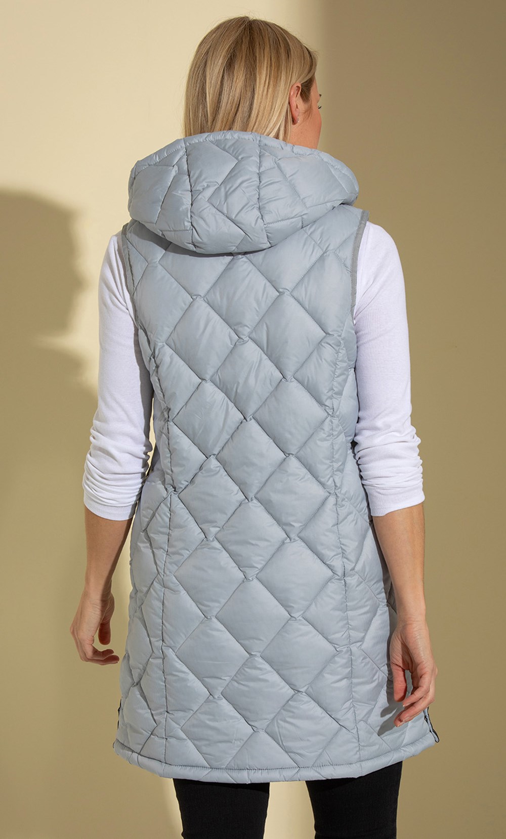 Hooded Longline Quilted Gilet