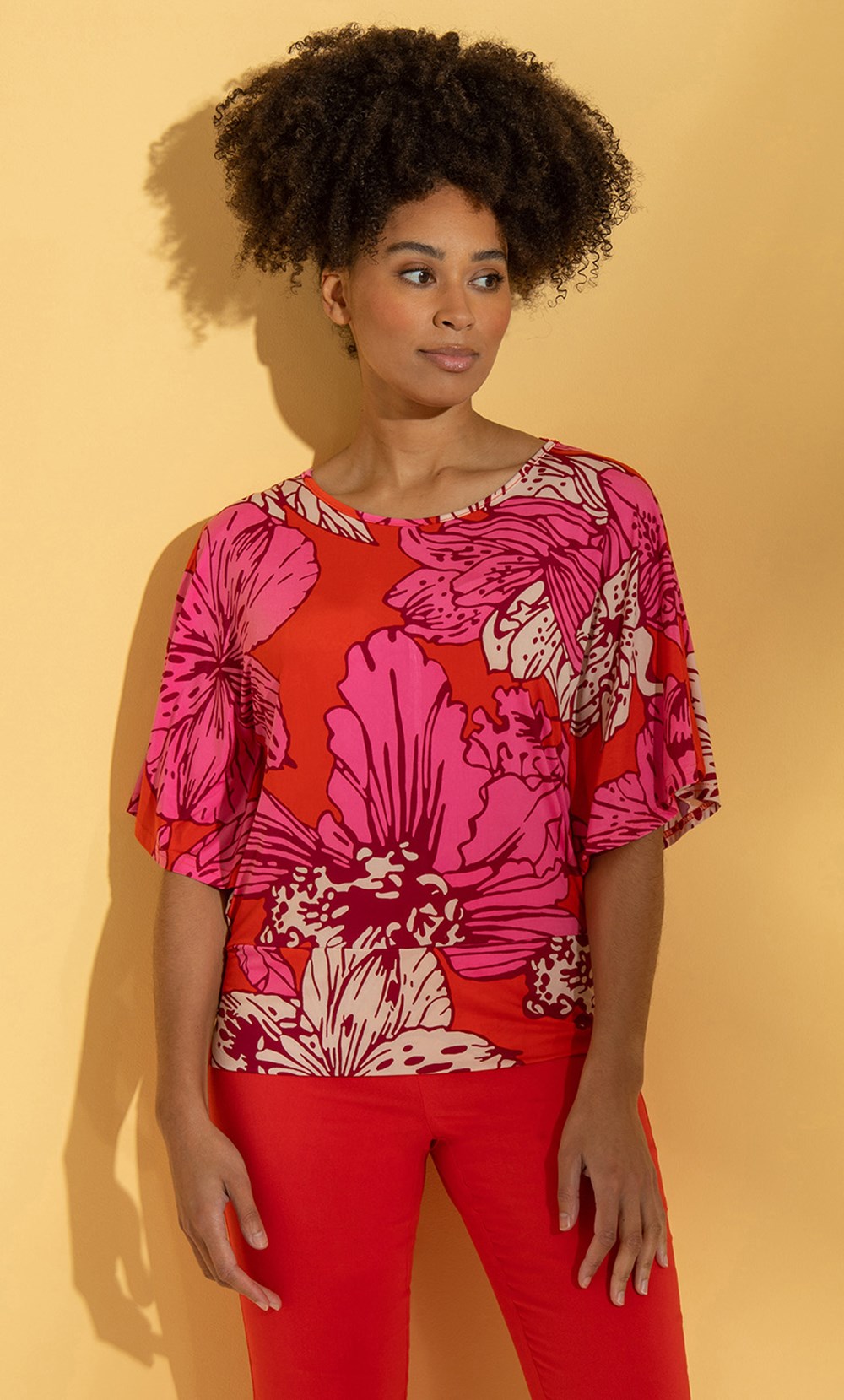 Bold Floral Printed Jersey Top