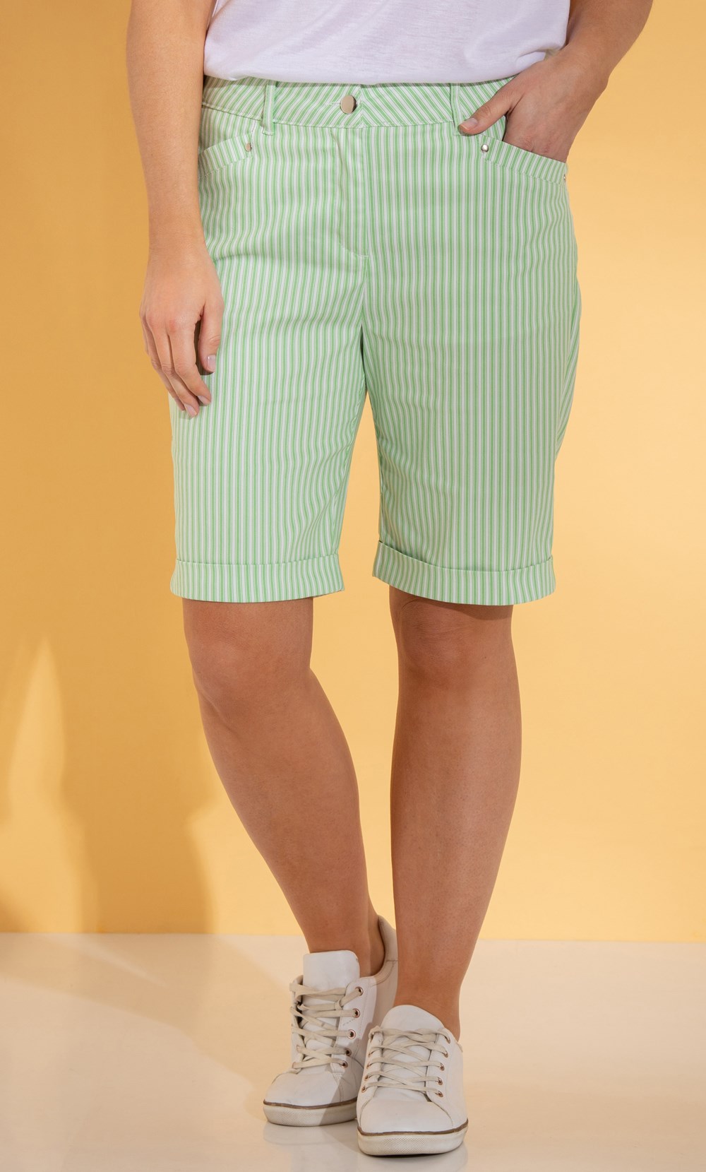 Striped Cotton Blend Shorts